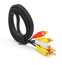 Кабель Audio-Video 3хRCA (тато) => 3хRCA (тато), GOLD connector, CU, круглий, Black, 1,5 м, (Пакет) Q500