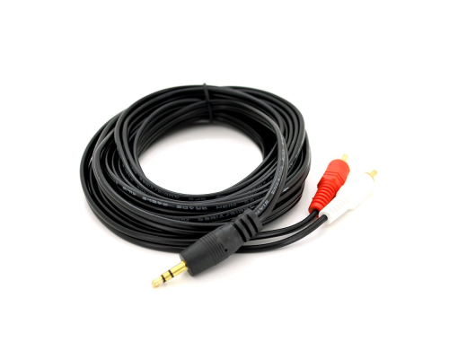 Кабель DC3.5 (тато) => 2хRCA (тато), GOLD Jack, CU, Stereo, круглий, Black, 3,0 м, (Пакет) Q300