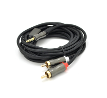 Кабель VEGGIEG AR2-3 DC3.5 (тато) => 2хRCA (тато), GOLD Jack, CU, Stereo, круглий, Black, 3 м, Пакет