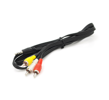 Кабель DC3.5 (тато) => 3хRCA (тато), довжина Jack 15мм, CCA, круглий, Black, 1,0 м, (Пакет) Q500