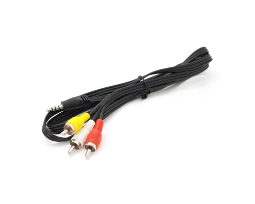 Кабель DC3.5 (тато) => 3хRCA (тато), довжина Jack 15мм, CCA, круглий, Black, 1,0 м, (Пакет) Q500