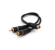 Кабель RCA (мама) => 2хRCA (тато), CU, круглий, Black, 0,2 м, (Пакет) Q250