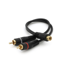 Кабель RCA (мама) => 2хRCA (тато), CU, круглий, Black, 0,2 м, (Пакет) Q250