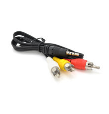 Кабель DC3.5 (тато) => 3хRCA (тато), довжина Jack 15мм, CCA, круглий, Black, 0.5 м, (Пакет) Q500