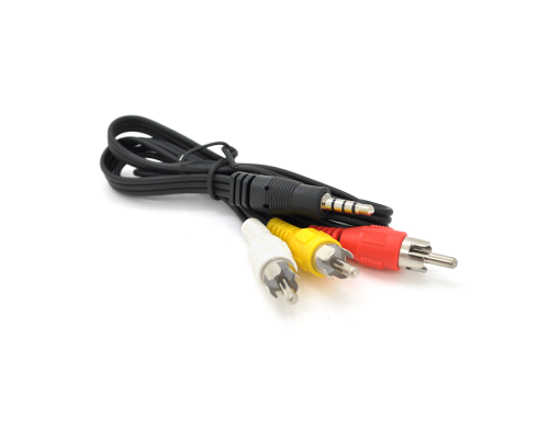 Кабель DC3.5 (тато) => 3хRCA (тато), довжина Jack 15мм, CCA, круглий, Black, 0.5 м, (Пакет) Q500