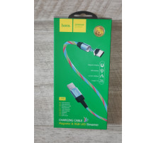 Кабель зарядки магнитный светящийся Hoco U90 USB to Type C 2.4 A 1 м RGB LED