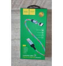 Кабель зарядки магнитный светящийся Hoco U90 USB to Type C 2.4 A 1 м RGB LED