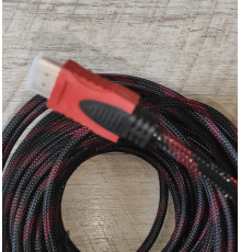 Кабель HDMI-HDMI 20 м (папа -папа) в тканевой оплетке черно-красный