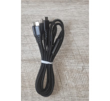 Кабель зарядки Hoco X76 4 in 1 USB to IP*2+ Type C+ Micro 2.0 A 1 м тканевый черный