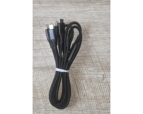 Кабель зарядки Hoco X76 4 in 1 USB to IP*2+ Type C+ Micro 2.0 A 1 м тканевый черный Кабель зарядки Hoco X76 4 in 1 USB to IP*2+ Type C+ Micro 2.0 A 1 м тканевый черный