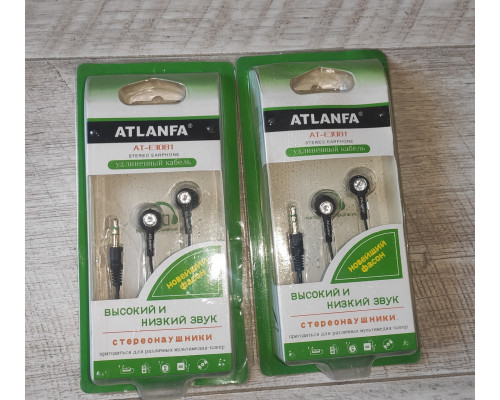 Распродажа Наушники проводные вакуумные Atlanfa AT-E3081 черные новые