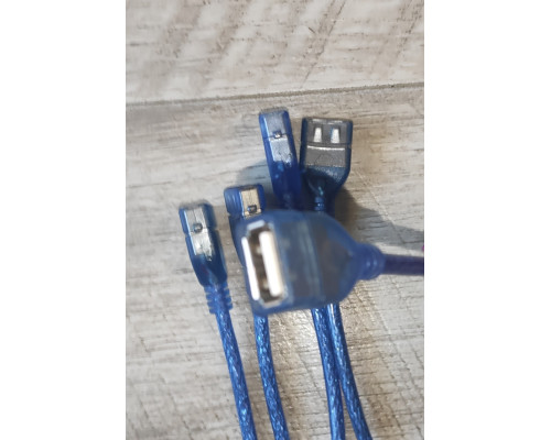 Уценка Обрезок кабеля USB мама длина 10- 15 см синий силиконовый