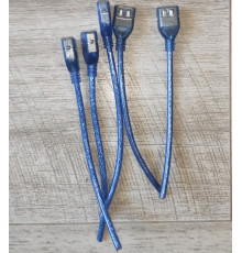 Уценка Обрезок кабеля USB мама длина 10- 15 см синий силиконовый