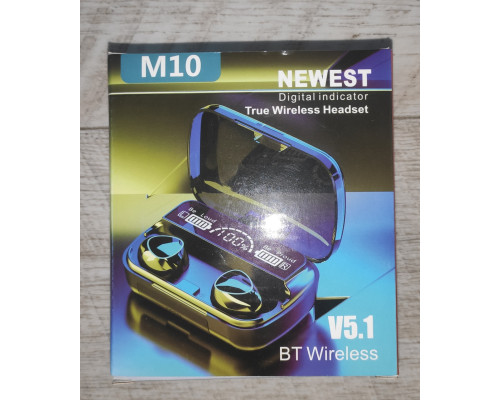 Наушники беспроводные с кейсом зарядки Newest M10 Bluetooth черные