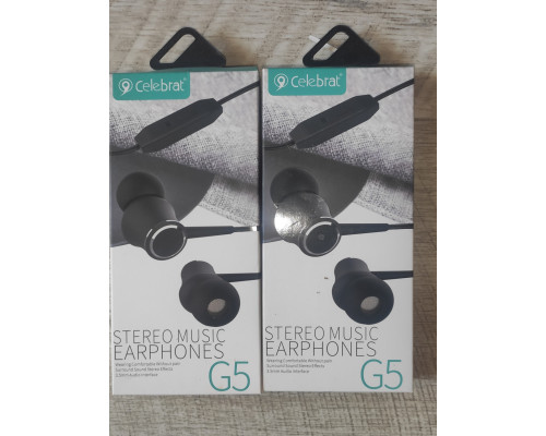 Распродажа Наушники вакуумные проводные с микрофоном Celebrate G5 новые черные