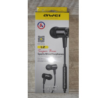 Распродажа Наушники проводные вакуумные Awei L2 с микрофоном черные новые