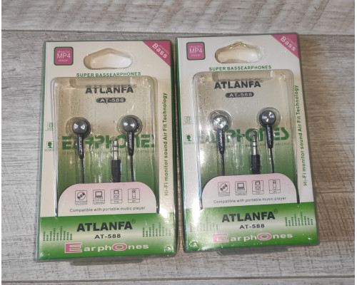 Распродажа Наушники проводные вакуумные Atlanfa AT-588 черные новые
