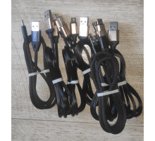 Кабель шнур зарядки USB to Type C прорезиненный черный 1.2 м