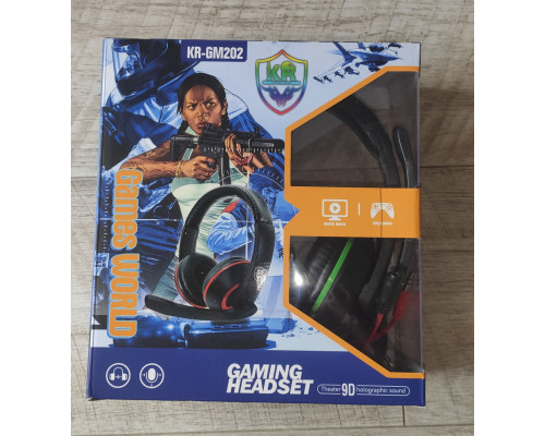 Наушники проводные с микрофоном KR-GM202 с регулятором громкости черные