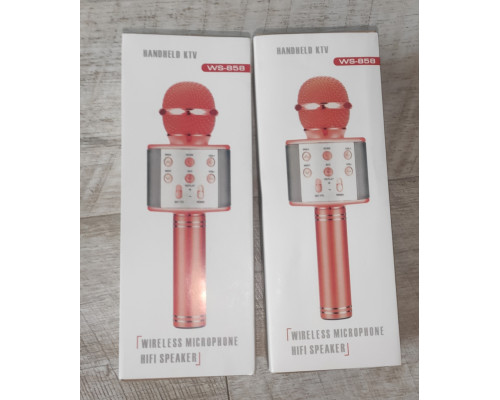 Микрофон караоке беспроводный WS-858 с BT и аккумулятором черный