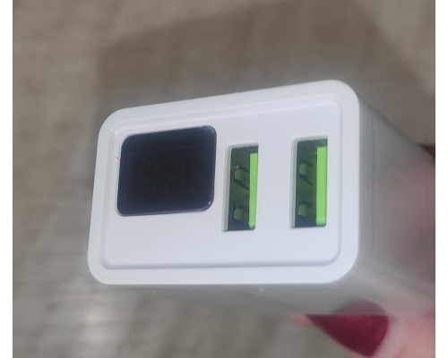 Блок питания зарядное устройство USB Original 3.1 A 2 USB с экраном белый