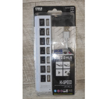 Hub USB хаб HI-Speed 2.0 7 USB с выключателями и подсветкой белый