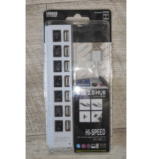 Hub USB хаб HI-Speed 2.0 7 USB с выключателями и подсветкой белый
