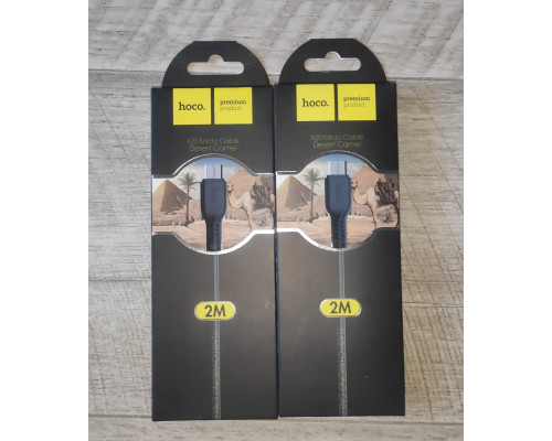 Кабель зарядки Hoco X20 USB to Micro USB прорезиненный черный 2 м