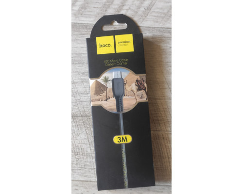 Кабель зарядки Hoco X20 USB to Micro USB прорезиненный черный 3 м Кабель зарядки Hoco X20 USB to Micro USB прорезиненный черный 3 м