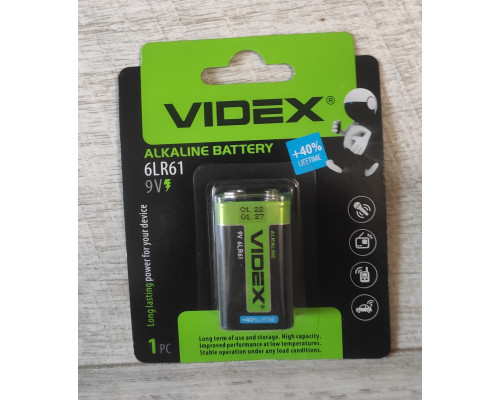Батарейка крона Videx Alkaline 6LR61 9V Батарейка крона Videx Alkaline 6LR61 9V