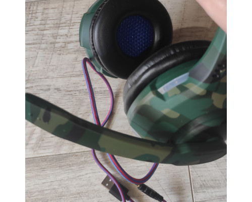 Наушники проводные с микрофоном Fulltech FH-04 игровые с регулятором громкости хаки