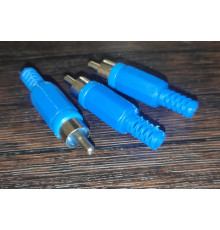 Штекер видео RCA под пайку синий