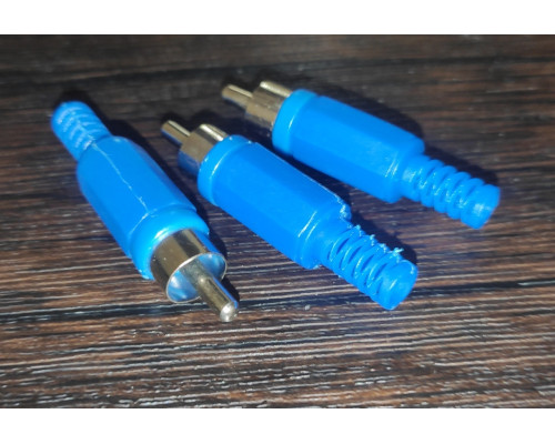 Штекер видео RCA под пайку синий