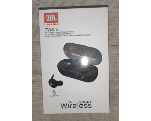 Наушники беспроводные с кейсом зарядки TWS-4 Bluetooth черные