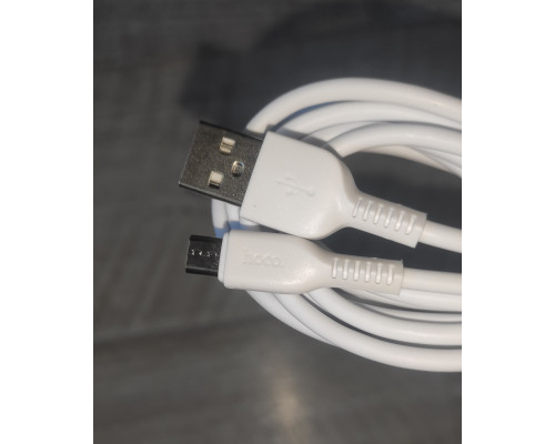 Кабель зарядки Hoco X20 USB to Micro USB прорезиненный белый 3 м
