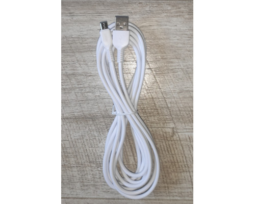 Кабель зарядки Hoco X20 USB to Micro USB прорезиненный белый 3 м