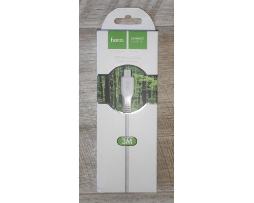 Кабель зарядки Hoco X20 USB to Micro USB прорезиненный белый 3 м
