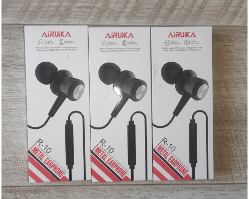 Распродажа Наушники проводные вакуумные Airuika R-11 черные, белые, черно-красные новые