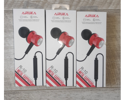Распродажа Наушники проводные вакуумные Airuika R-11 черные, белые, черно-красные новые