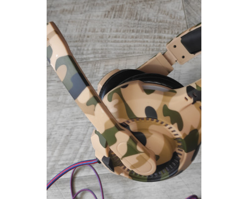 Наушники проводные с микрофоном Fulltech FH-04 игровые с регулятором громкости жёлтый хаки