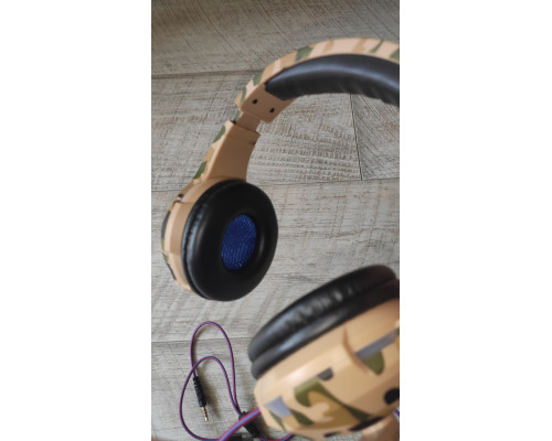 Наушники проводные с микрофоном Fulltech FH-04 игровые с регулятором громкости жёлтый хаки