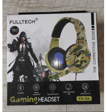 Наушники проводные с микрофоном Fulltech FH-04 игровые с регулятором громкости жёлтый хаки