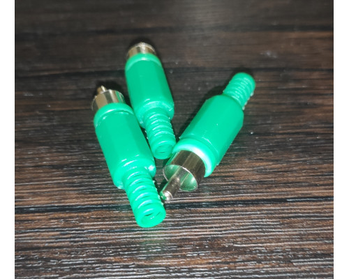 Штекер видео RCA под пайку зелёный