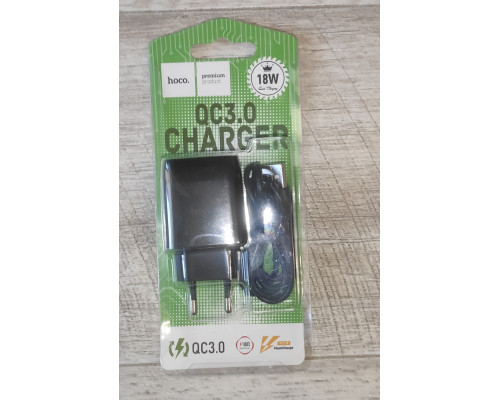 Блок питания зарядное устройство USB + шнур USB to micro USB 1 м Hoco QC3.0 Charger новый черный Блок питания зарядное устройство USB + шнур USB to micro USB 1 м Hoco QC3.0 Charger новый черный