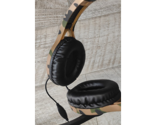 Наушники игровые проводные с микрофоном Fulltech B13 с регулятором громкости жёлтый хаки