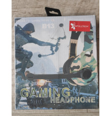 Наушники игровые проводные с микрофоном Fulltech B13 с регулятором громкости жёлтый хаки