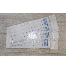 Наклейки на клавиатуру синие буквы на прозрачном не полная раскладка