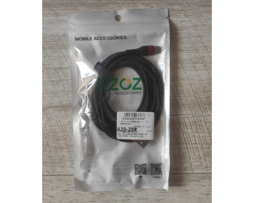 Кабель шнур зарядки Pzoz USB Type C в тканевой оплетке новый черный 3 м Кабель шнур зарядки Pzoz USB Type C в тканевой оплетке новый черный 3 м