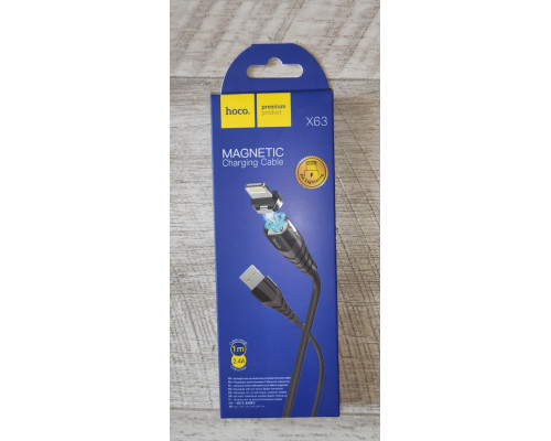 Кабель зарядки магнитный Hoco X63 USB to Lightning 2.4A 1 м черны́й Кабель зарядки магнитный Hoco X63 USB to Lightning 2.4A 1 м черны́й
