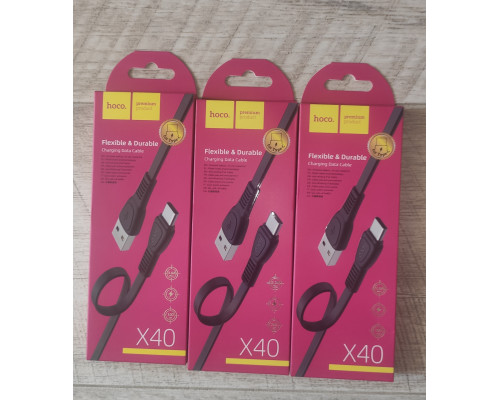 Кабель быстрой зарядки Hoco X40 USB for Type C 3.0 A 1 м черный